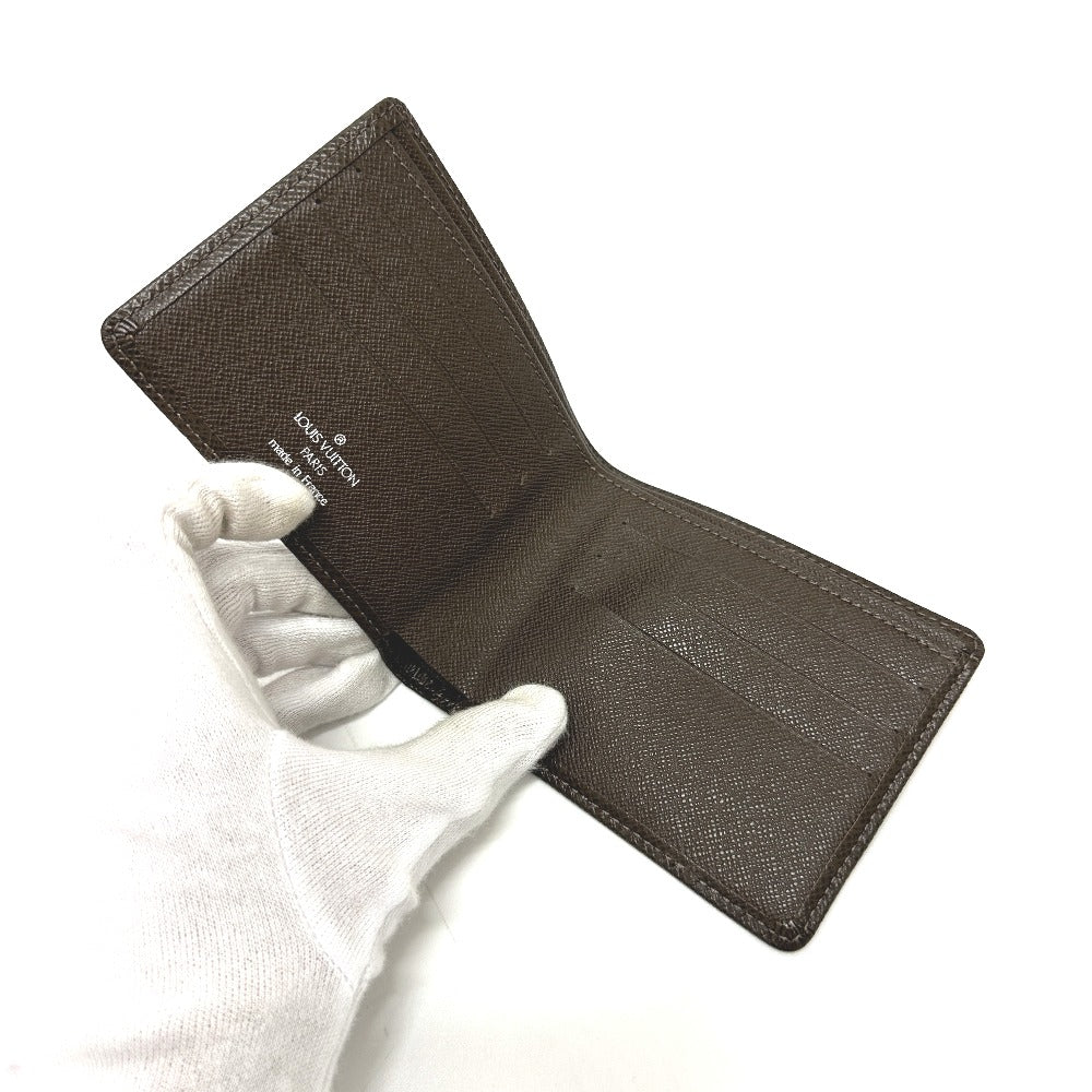 LOUIS VUITTON Folded wallet M30488 Taiga Leather Brown Portobier 6 Cult Credit