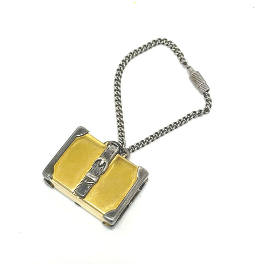 GUCCI Bag charm metal Gold x Silver Old Gucci Trunk