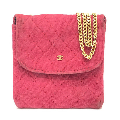 CHANEL Shoulder Bag Jersey Red COCO Mark Matrasse