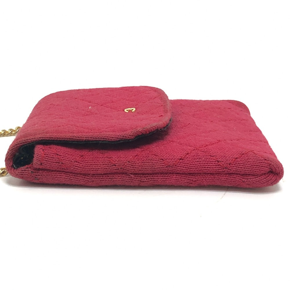 CHANEL Shoulder Bag Jersey Red COCO Mark Matrasse