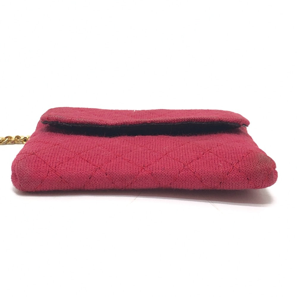 CHANEL Shoulder Bag Jersey Red COCO Mark Matrasse