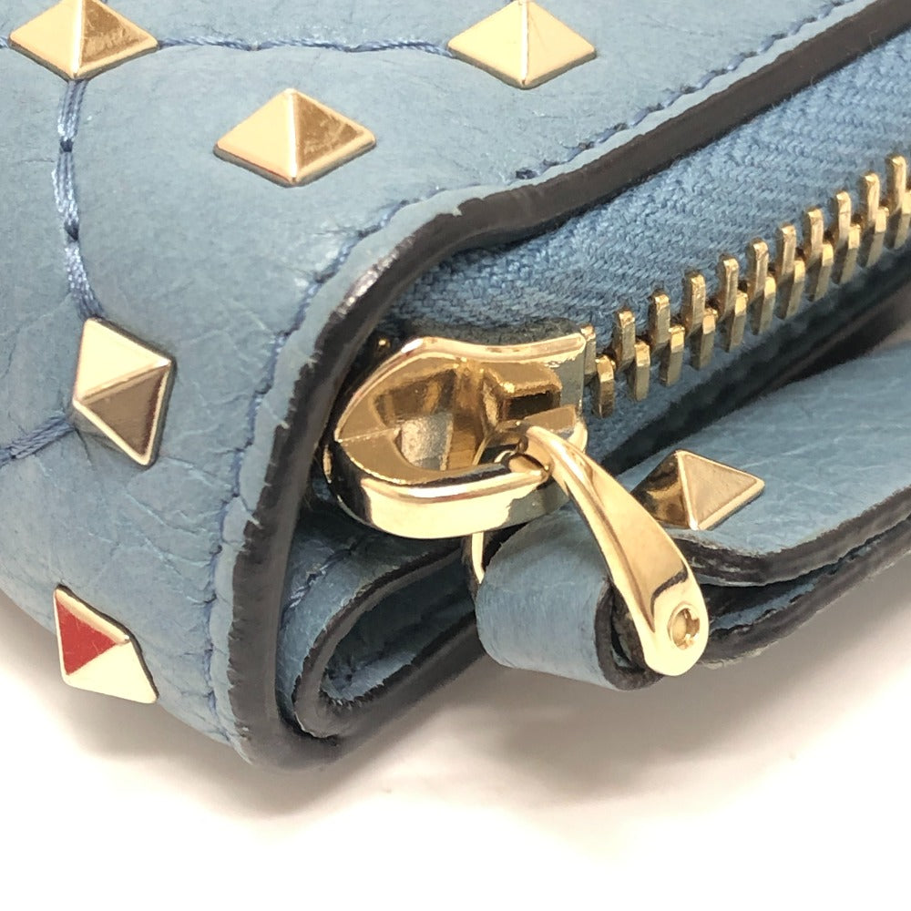 VALENTINO Folded wallet leather blue quilting Rock studs
