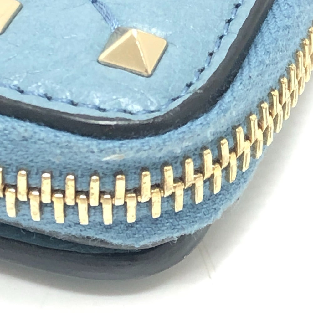 VALENTINO Folded wallet leather blue quilting Rock studs