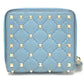 VALENTINO Folded wallet leather blue quilting Rock studs