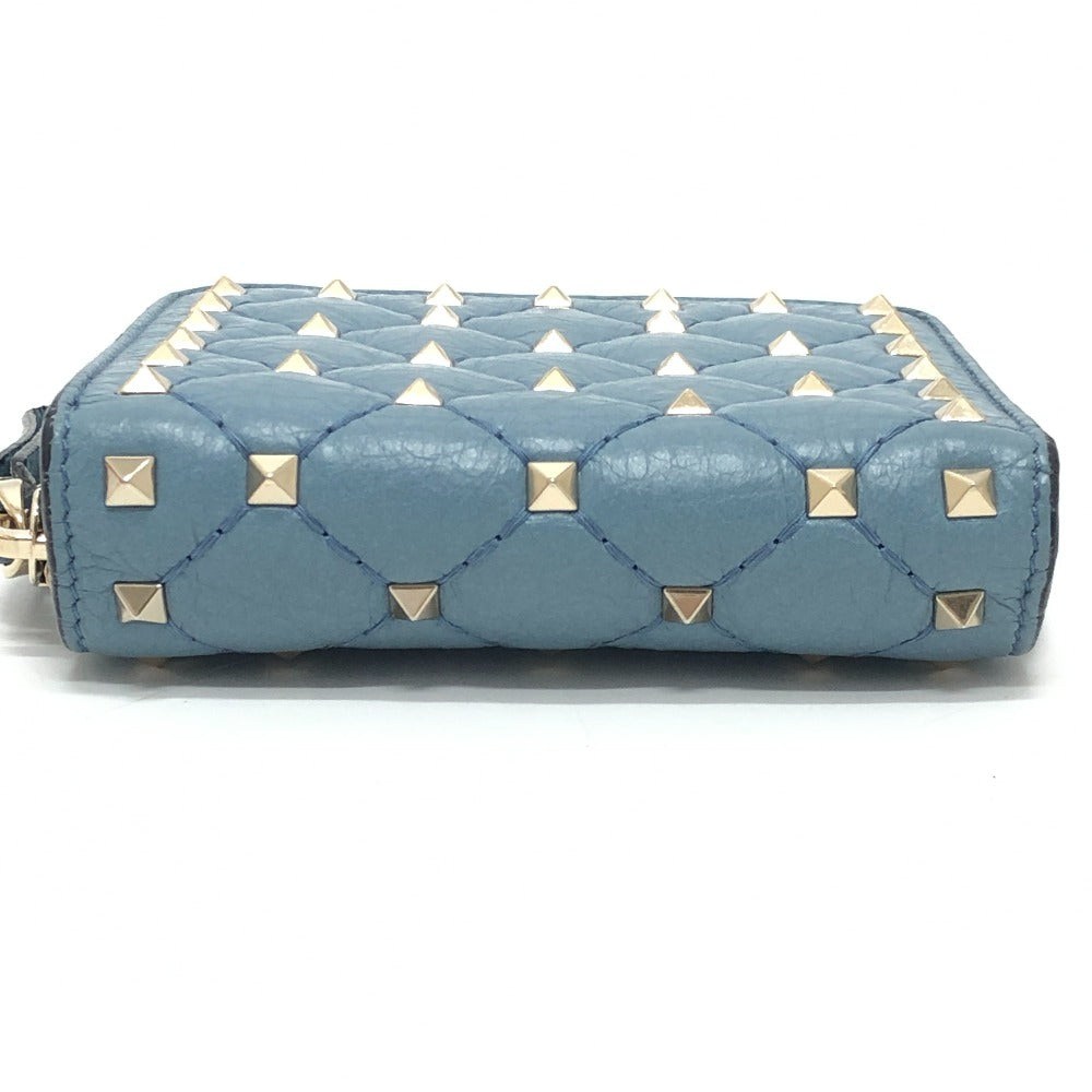 VALENTINO Folded wallet leather blue quilting Rock studs