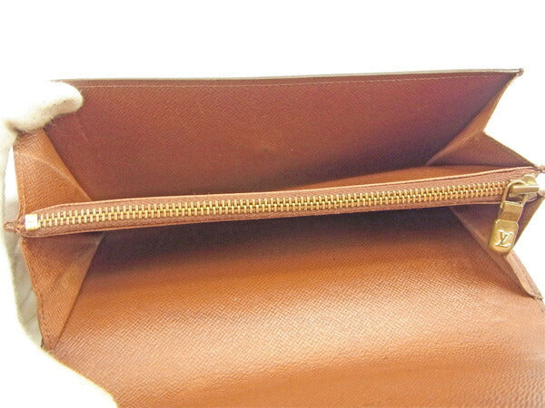 LOUIS VUITTON Long Wallet Purse M61724 Brown Pochette Porto MonÃ©credi
