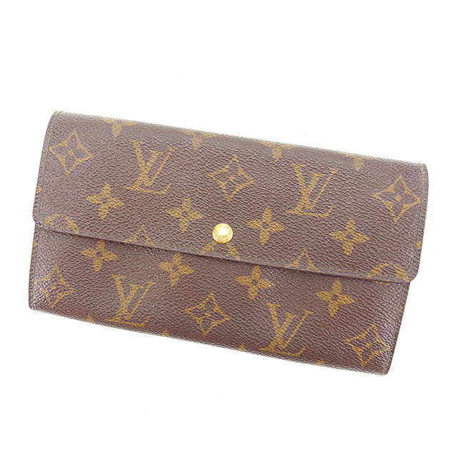 LOUIS VUITTON Long Wallet Purse M61724 Brown Pochette Porto MonÃ©credi