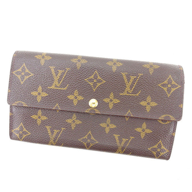 LOUIS VUITTON Long Wallet Purse M61725 Brown Pochette Porto MonÃ©credi