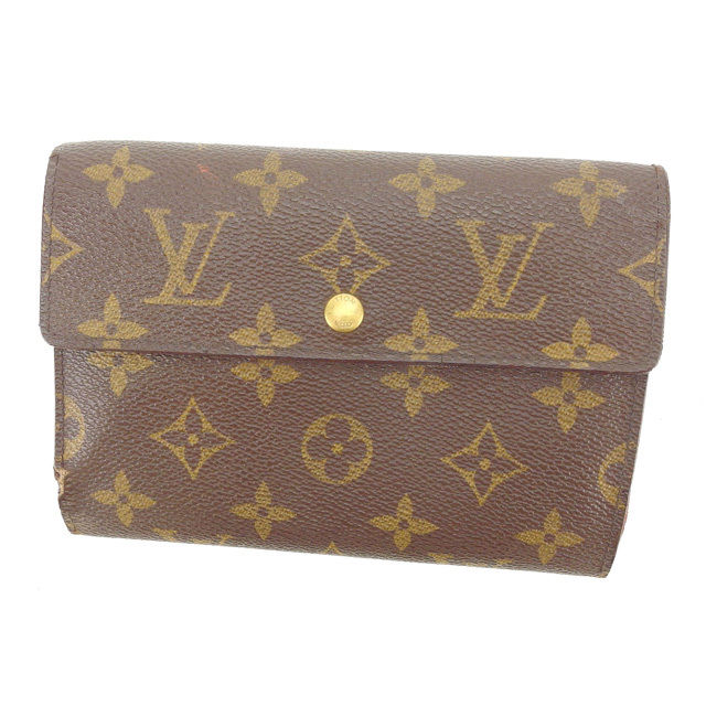 LOUIS VUITTON Tri-fold wallet M61202 PVCx leather Brown Porte TresorEtui Papie