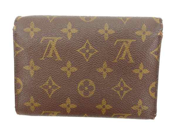 LOUIS VUITTON Tri-fold wallet M61202 PVCx leather Brown Porte TresorEtui Papie