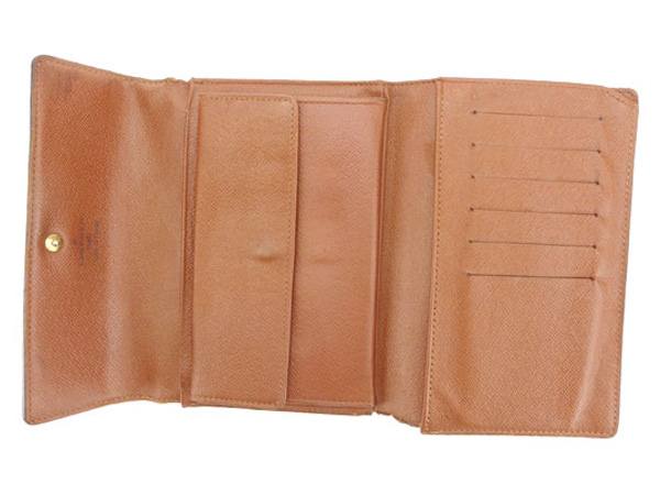 LOUIS VUITTON Tri-fold wallet M61202 PVCx leather Brown Porte TresorEtui Papie