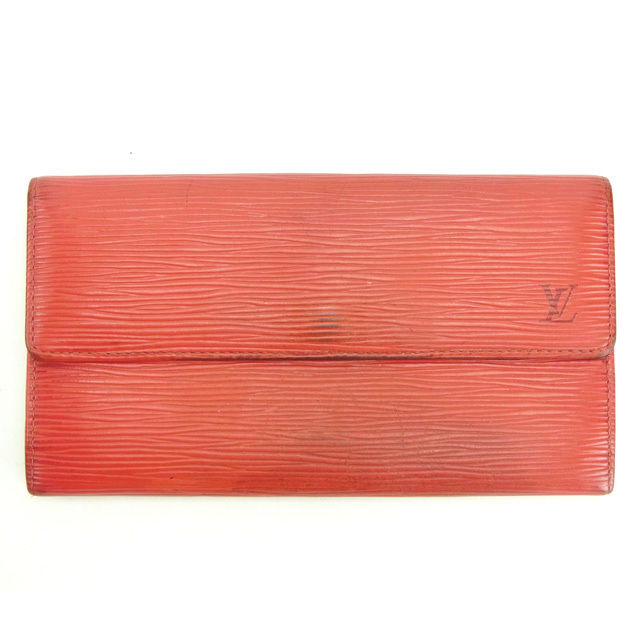 LOUIS VUITTON Long Wallet Purse M60316 Red Pochette Porto MonÃ©credi
