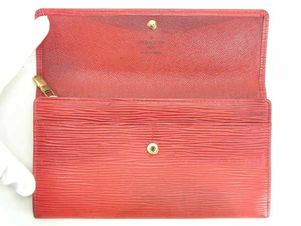 LOUIS VUITTON Long Wallet Purse M60316 Red Pochette Porto MonÃ©credi