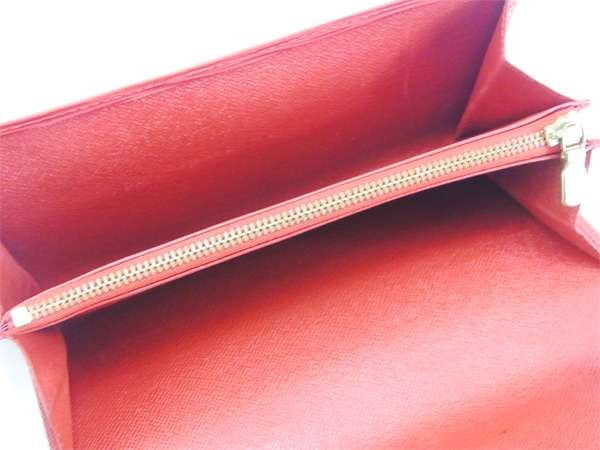 LOUIS VUITTON Long Wallet Purse M60316 Red Pochette Porto MonÃ©credi