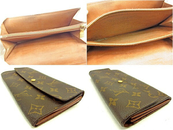 LOUIS VUITTON Long Wallet Purse M61725 Brown Pochette Porto MonÃ©credi