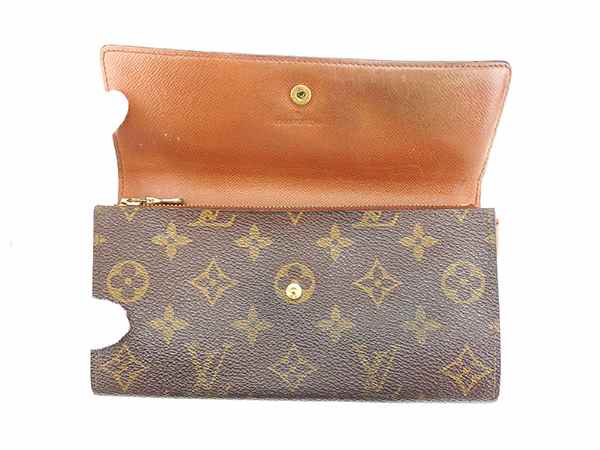 LOUIS VUITTON Long Wallet Purse M61724 Brown Pochette Porto MonÃ©credi