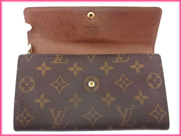 LOUIS VUITTON Long Wallet Purse M61724 Brown Pochette Porto MonÃ©credi