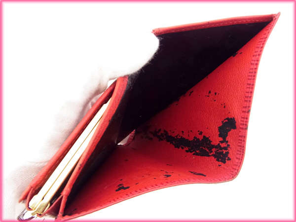 LOUIS VUITTON Bifold Wallet M63247 Red /Porto Monnaie Bien-Viennois