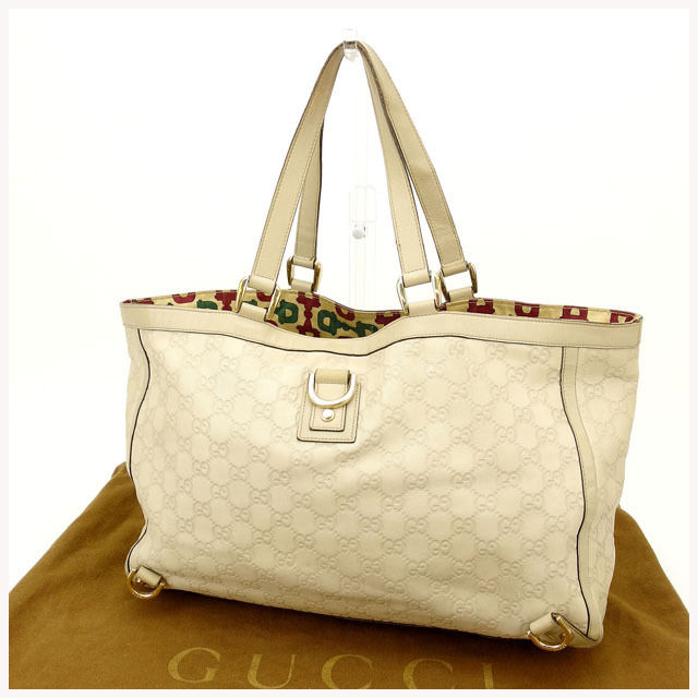 GUCCI Tote Bag leather white