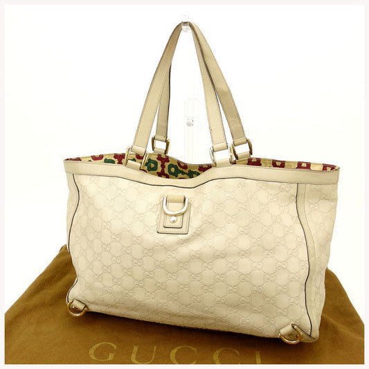 GUCCI Tote Bag leather white