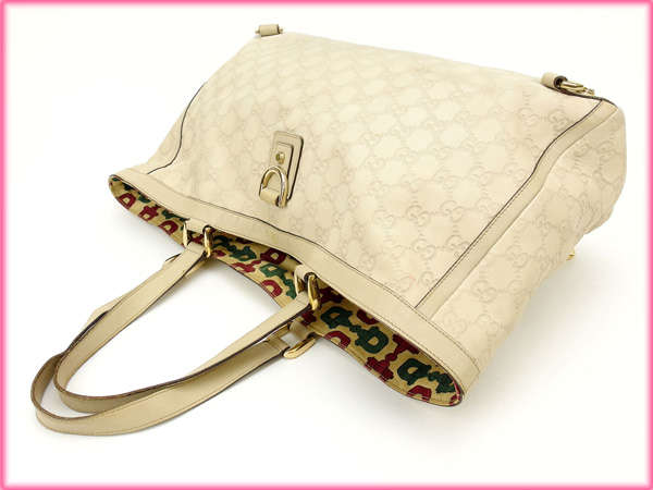 GUCCI Tote Bag leather white
