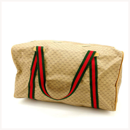 GUCCI Boston Duffel bag leather Beige x green x red vintage