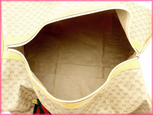 GUCCI Boston Duffel bag leather Beige x green x red vintage