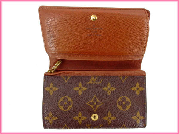 LOUIS VUITTON Long Wallet Purse M61730 PVCx leather Brown Portonebi Tresol