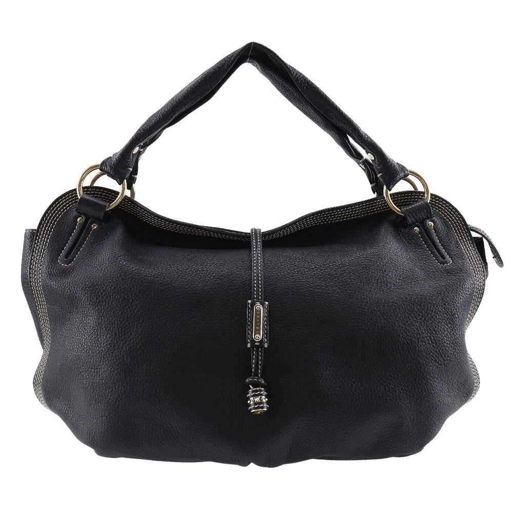 CELINE Tote Bag leather black Women Used Authentic