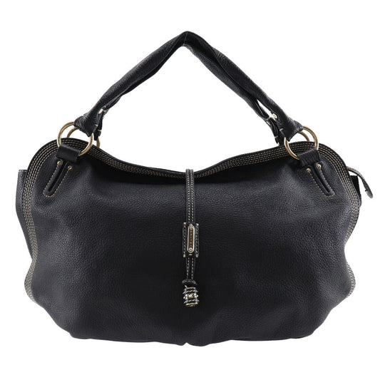 CELINE Tote Bag leather black Women Used Authentic