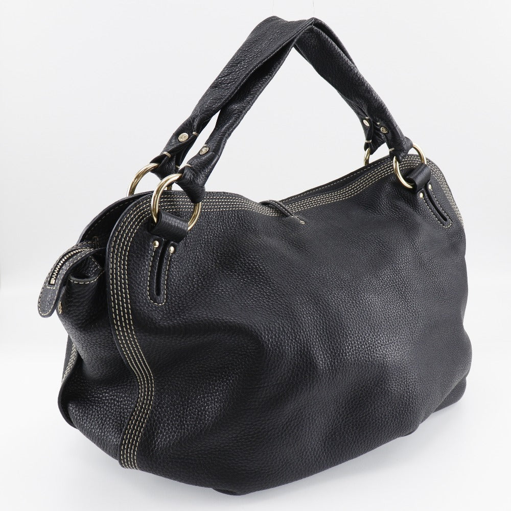 CELINE Tote Bag leather black Women Used Authentic