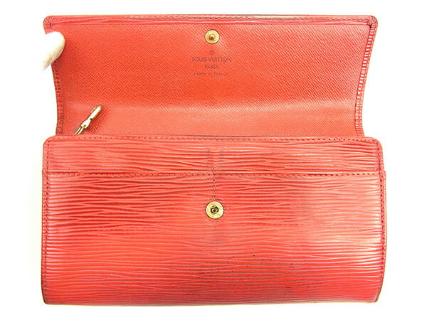 LOUIS VUITTON Long Wallet Purse M63577 Castilian red Pochette Porto MonÃ©credi