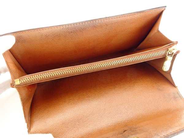 LOUIS VUITTON Long Wallet Purse M61725 Brown Pochette Porto MonÃ©credi