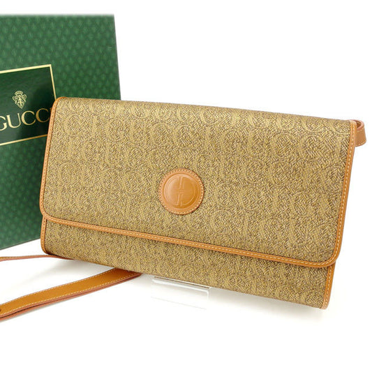 GUCCI Clutch bag leather light brown 2WAY