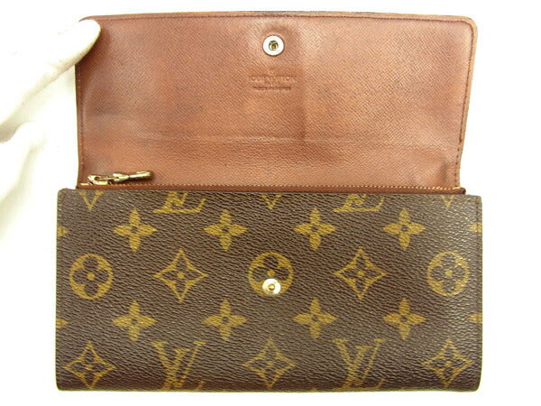LOUIS VUITTON Long Wallet Purse M61724 Brown Pochette Porto MonÃ©credi