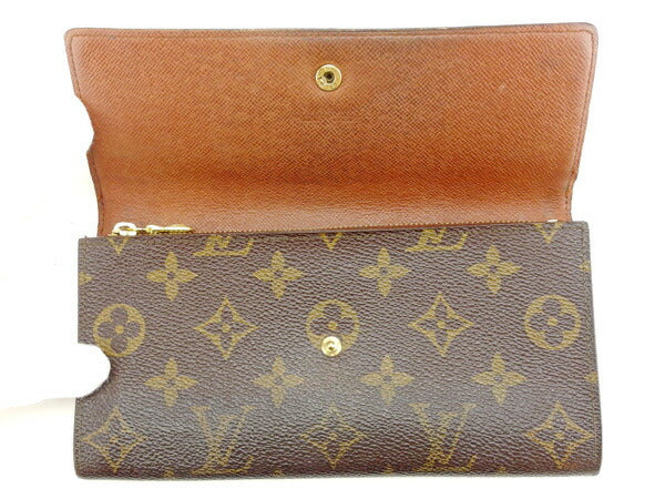 LOUIS VUITTON Long Wallet Purse M61724 Brown Pochette Porto MonÃ©credi