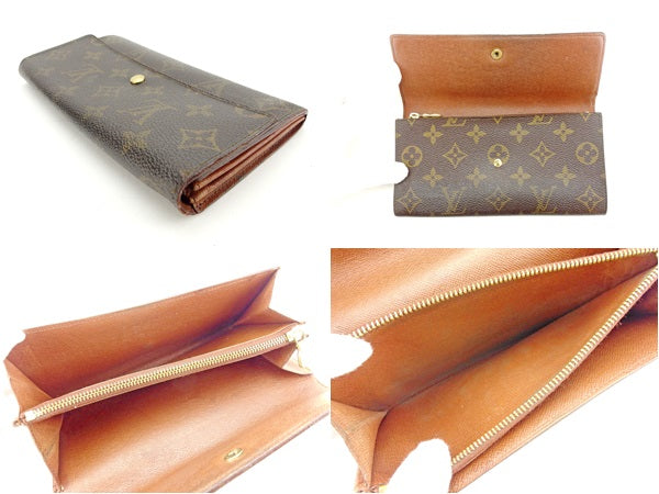 LOUIS VUITTON Long Wallet Purse M61724 Brown Pochette Porto MonÃ©credi
