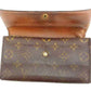 LOUIS VUITTON Long Wallet Purse M61725 Brown Pochette Porto MonÃ©credi