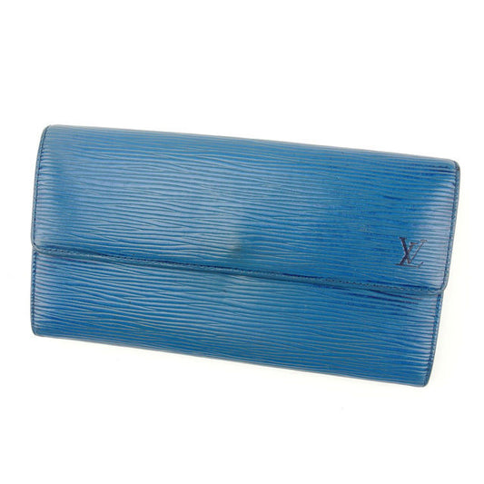 LOUIS VUITTON Long Wallet Purse M63575 blue Pochette Porto Monnet Credit