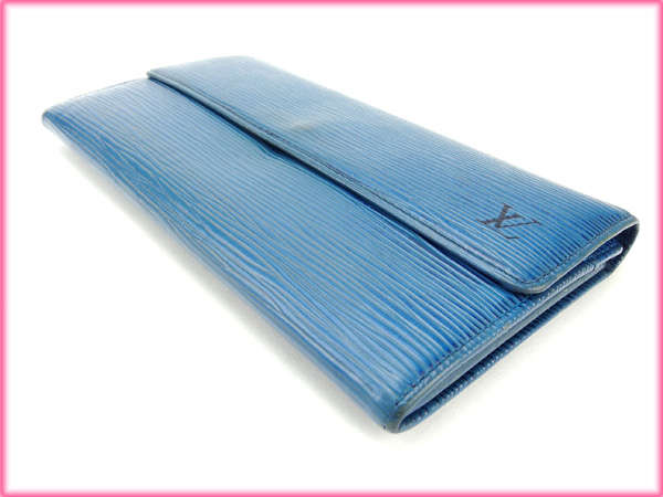 LOUIS VUITTON Long Wallet Purse M63575 blue Pochette Porto Monnet Credit