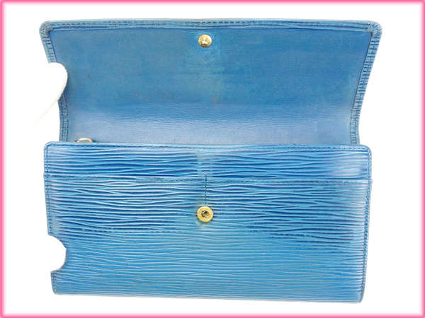 LOUIS VUITTON Long Wallet Purse M63575 blue Pochette Porto Monnet Credit
