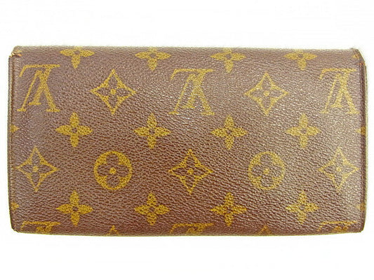 LOUIS VUITTON Long Wallet Purse M61724 PVCx leather Brown Former Pochette Porte Monnaie Credit