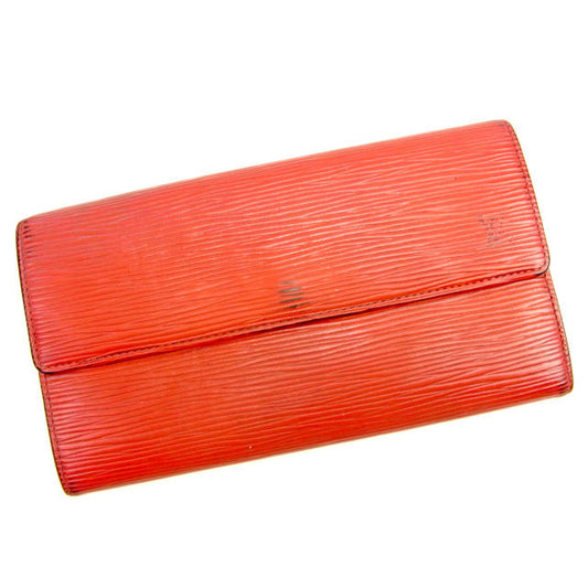 LOUIS VUITTON Long Wallet Purse M63577 Red Pochette Porto MonÃ©credi