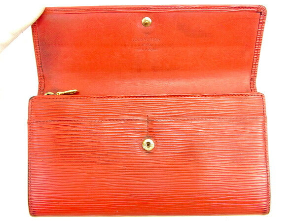 LOUIS VUITTON Long Wallet Purse M63577 Red Pochette Porto MonÃ©credi