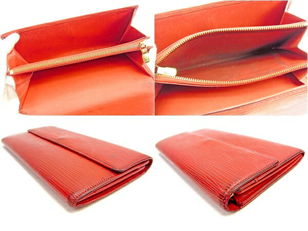 LOUIS VUITTON Long Wallet Purse M63577 Red Pochette Porto MonÃ©credi