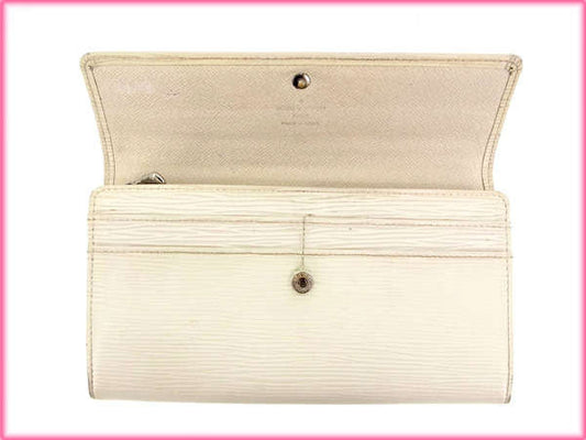 LOUIS VUITTON Long Wallet Purse M6516J white Portefeuille Sara