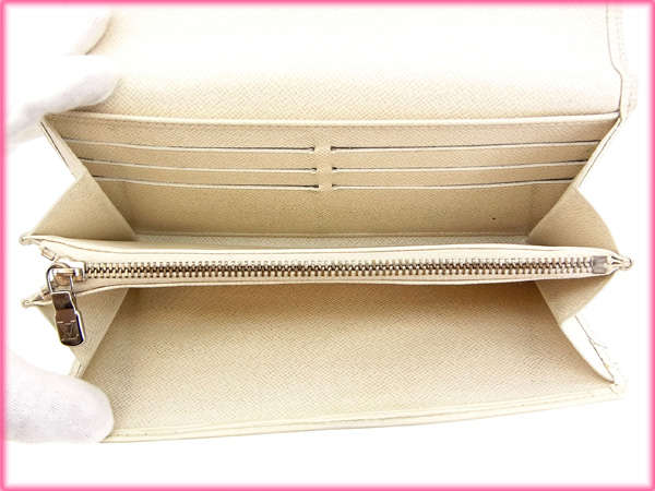 LOUIS VUITTON Long Wallet Purse M6516J white Portefeuille Sara