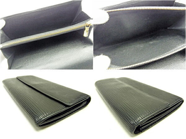 LOUIS VUITTON Long Wallet Purse M63592 black Pochette Porto MonÃ©credi