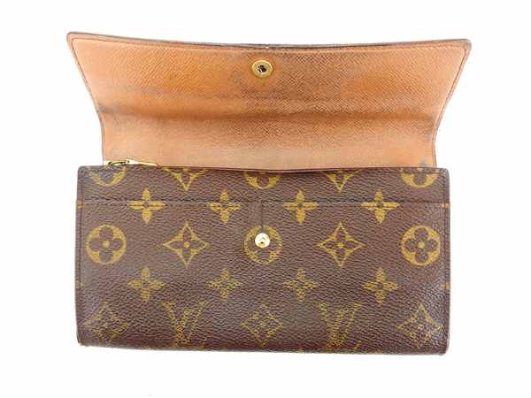 LOUIS VUITTON Long Wallet Purse M61725 Brown Pochette Porto MonÃ©credi
