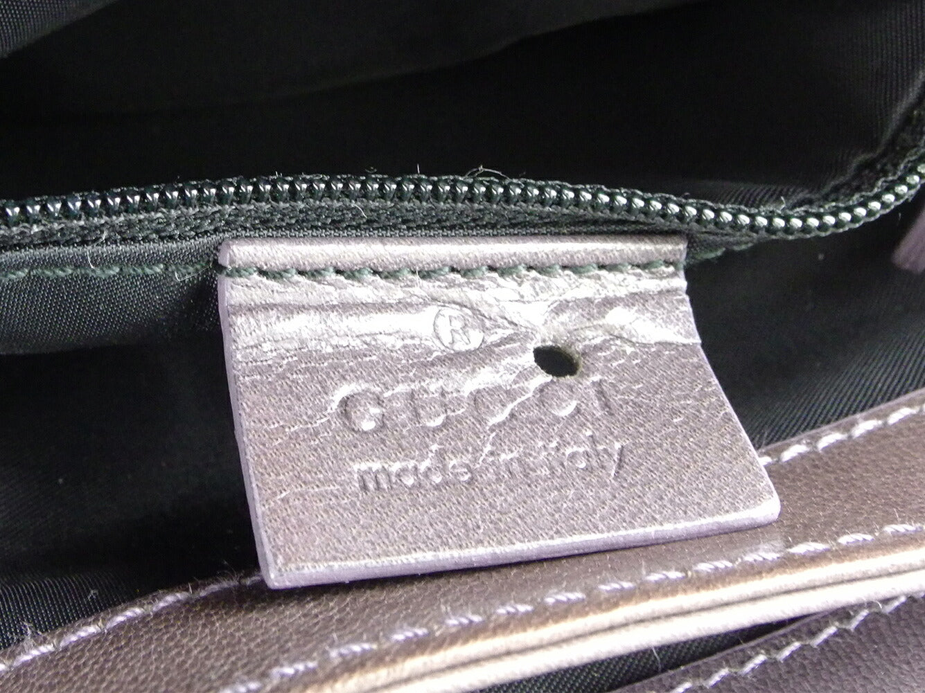GUCCI Shoulder Bag Charcoal Gray x Black Silver